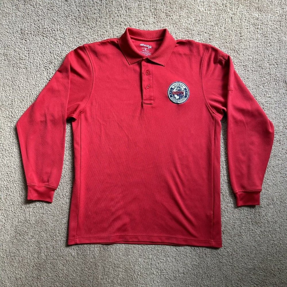 Elbeco Shirt Mens Medium Long Sleeve Polo Red Global Security Safety